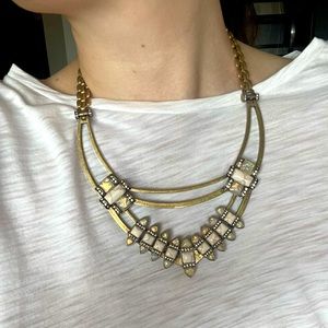 Rare Chloe and Isabel Luna Opal and Howlite Brass Statement Necklace